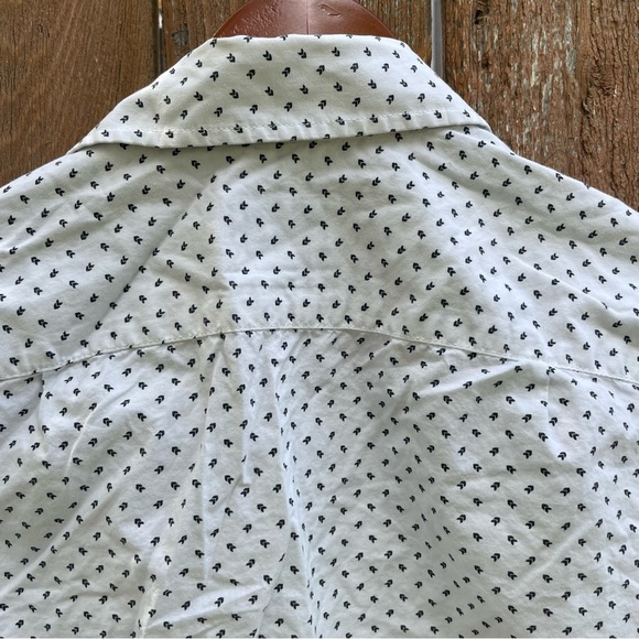GOODFELLOW Men’s Casual White Navy Chevron Long Sleeve Button Down Size Small - Picture 9 of 12